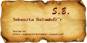 Sebeszta Balambér névjegykártya